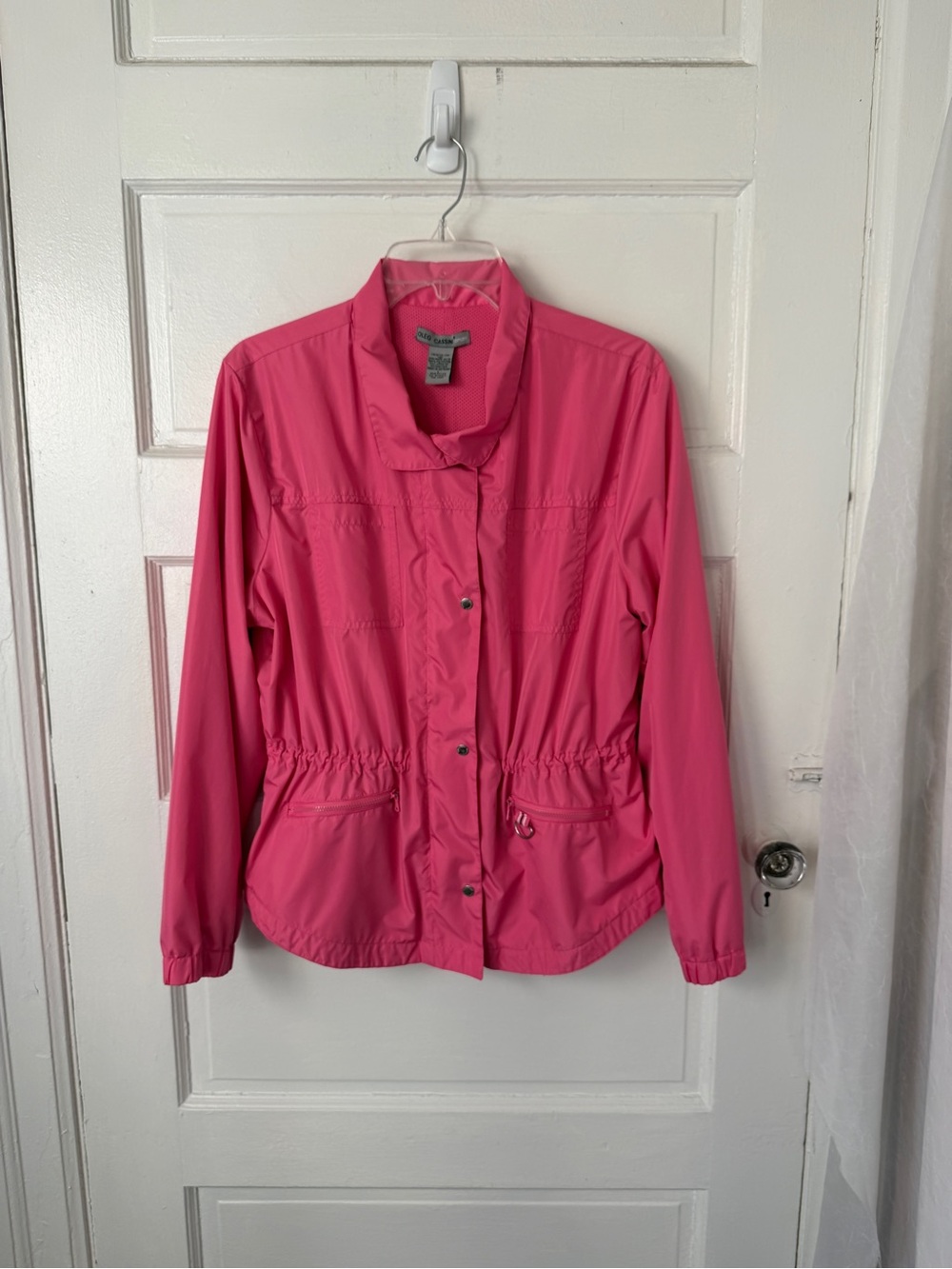 Oleg Cassini Sport Pink Lightweight Utility Jacket Windbreaker Shacket Vintage L